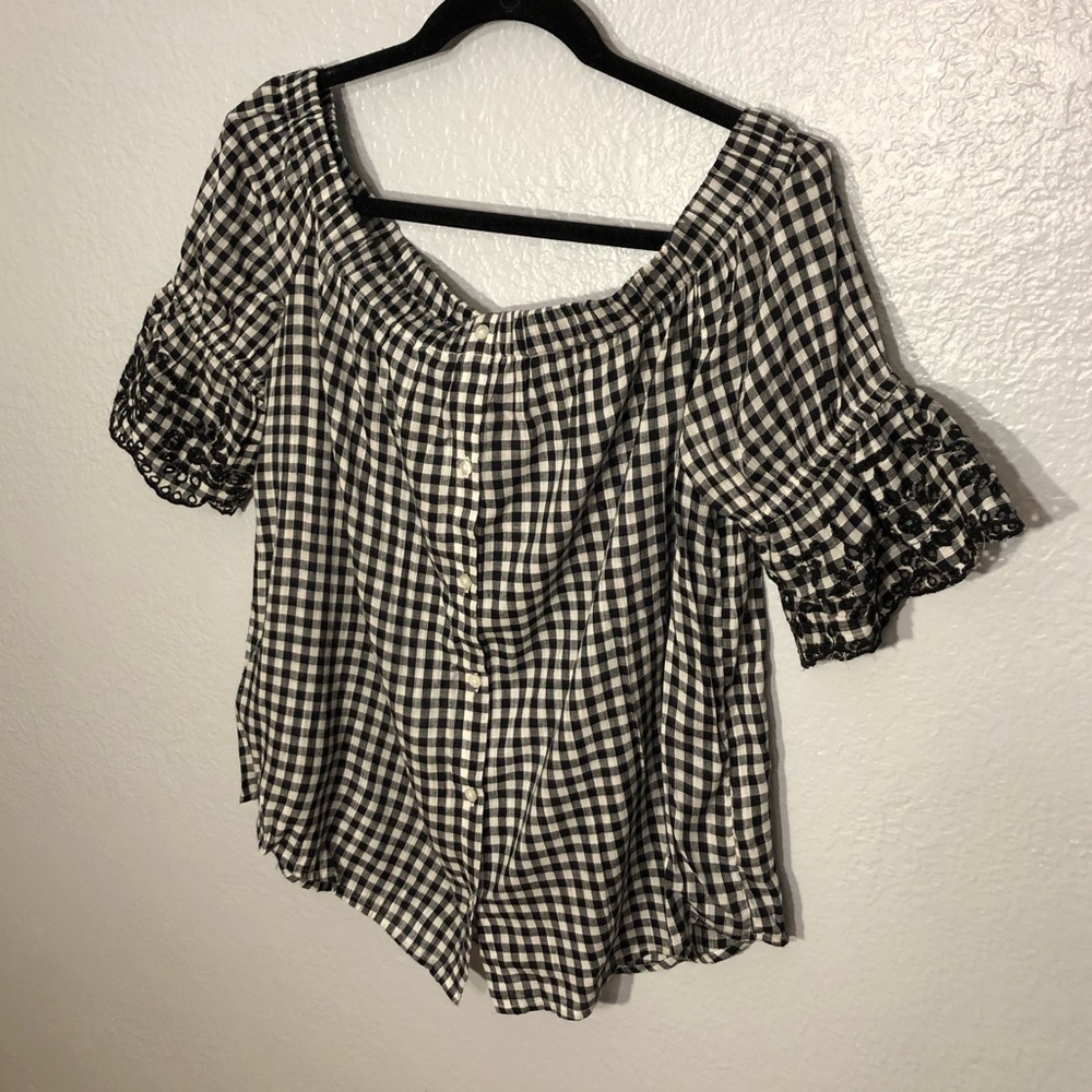 Old Navy Gingham Off-The-Shoulder Top